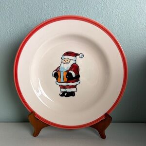 Tabletops Gallery Christmas Pal Santa Plate with Red Rim